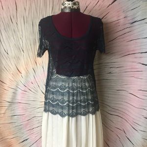 Dark turquoise lace top